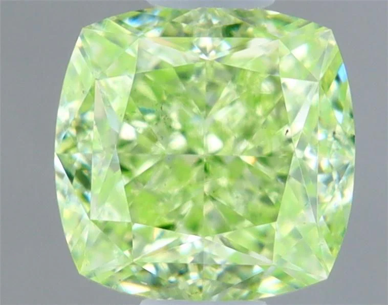 0.63 ct. Fancy Intense Yellowish Green/VS2 Cushion Brilliant Diamond