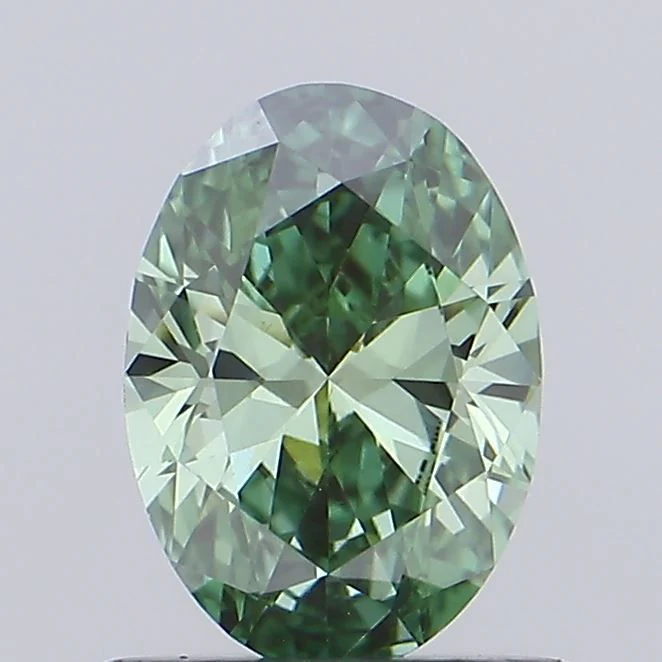 0.63 ct. Fancy Vivid Green/VS1 Oval Lab Grown Diamond