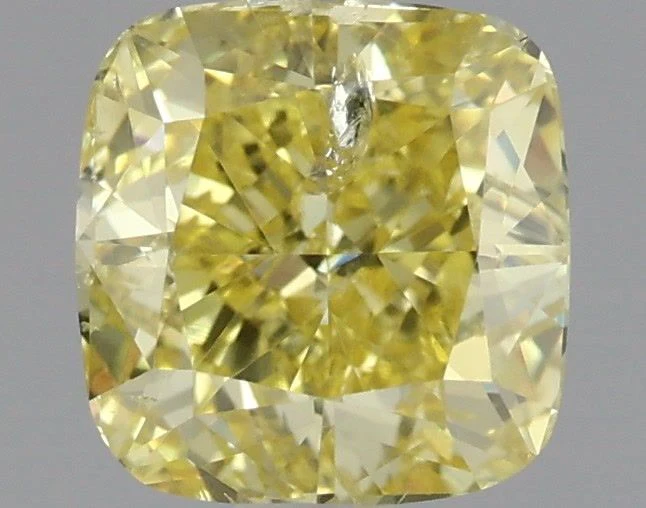 0.90 ct. Fancy Vivid Yellow/SI2 Cushion Modified Diamond