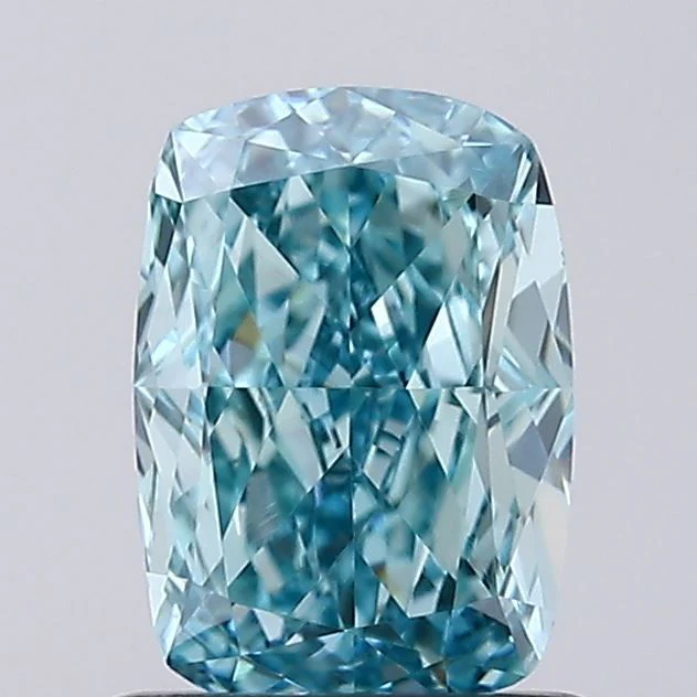 1.02 ct. Fancy Vivid Blue Green/VVS2 Cushion Modified Lab Grown Diamond