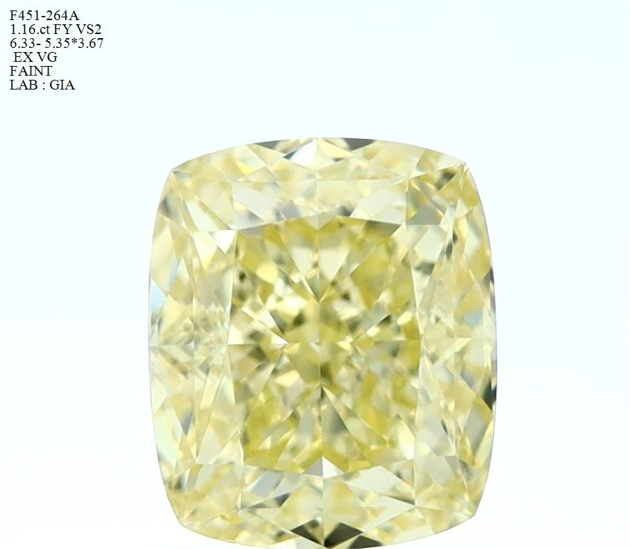 1.16 ct. Fancy Yellow/VS2 Cushion Brilliant Diamond