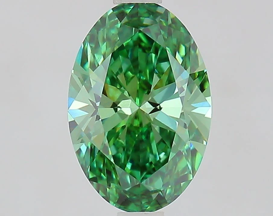 1.42 ct. Fancy Vivid Green/VS1 Oval Lab Grown Diamond
