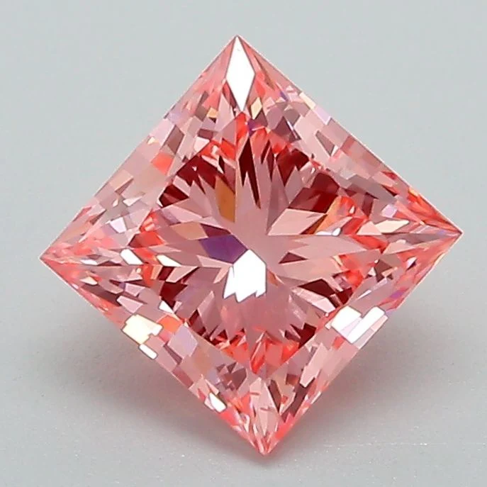 1.46 ct. Fancy Vivid Pink/VS2 Princess Lab Grown Diamond