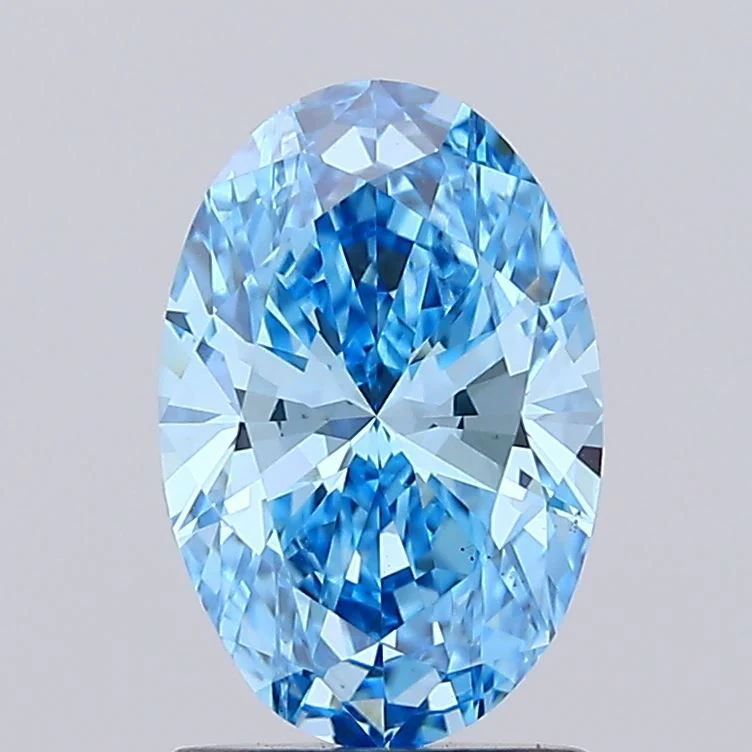 1.52 ct. Fancy Vivid Blue/VS1 Oval Lab Grown Diamond