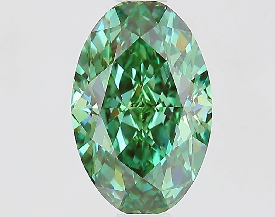 1.53 ct. Fancy Vivid Green/VVS2 Oval Lab Grown Diamond