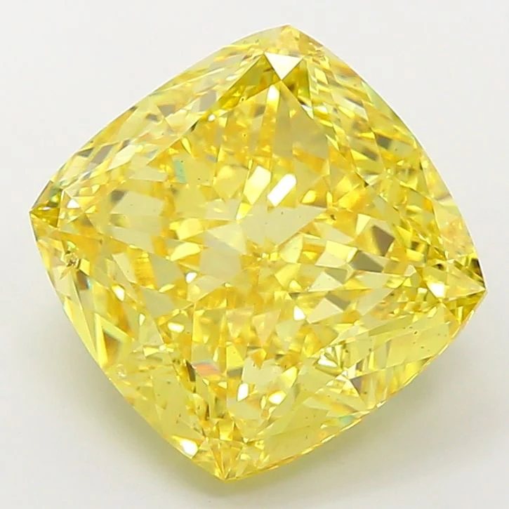 10.01 ct. Fancy Vivid Yellow/VS2 Cushion Modified Lab Grown Diamond
