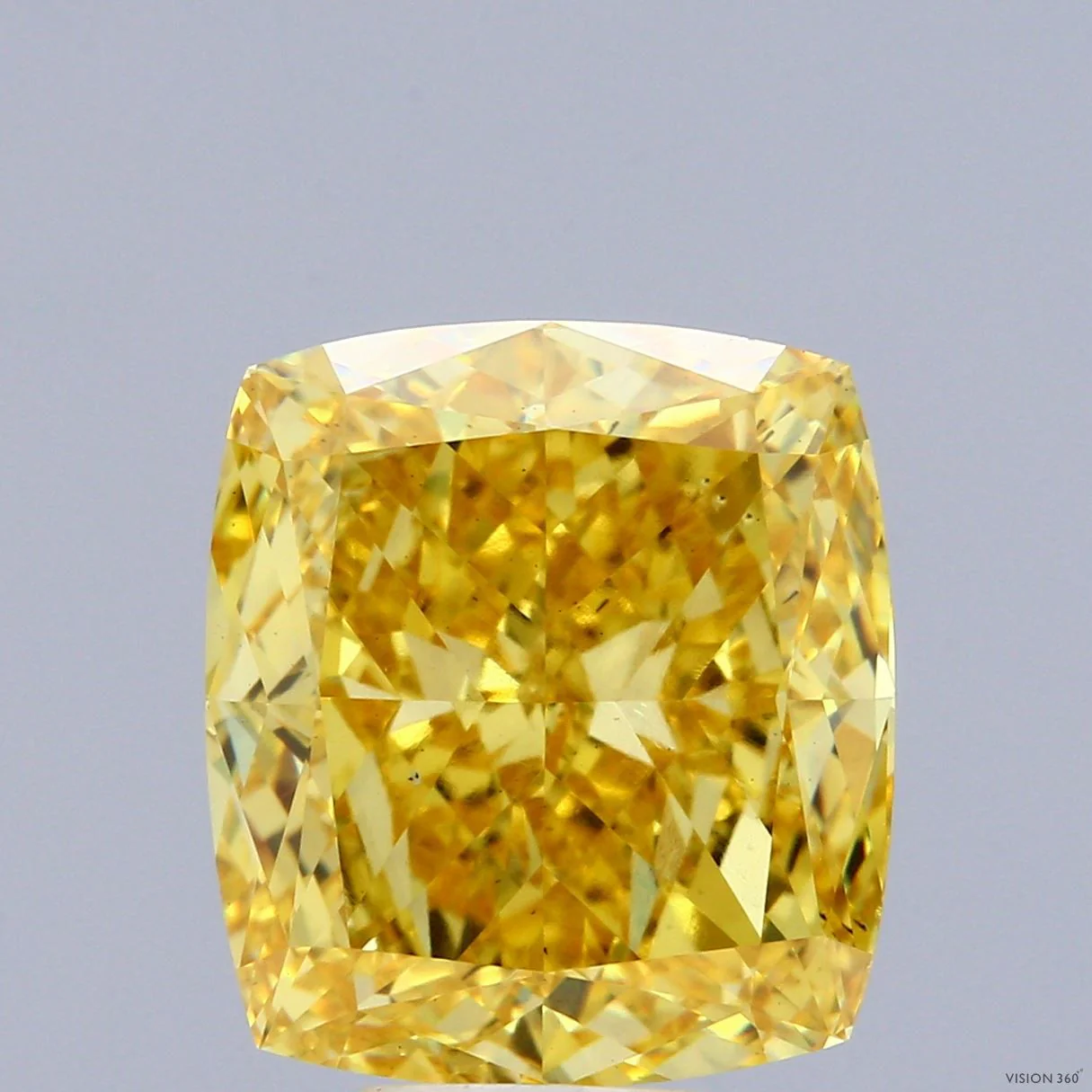 10.01 ct. Fancy Vivid Yellow/VS2 Cushion Modified Lab Grown Diamond