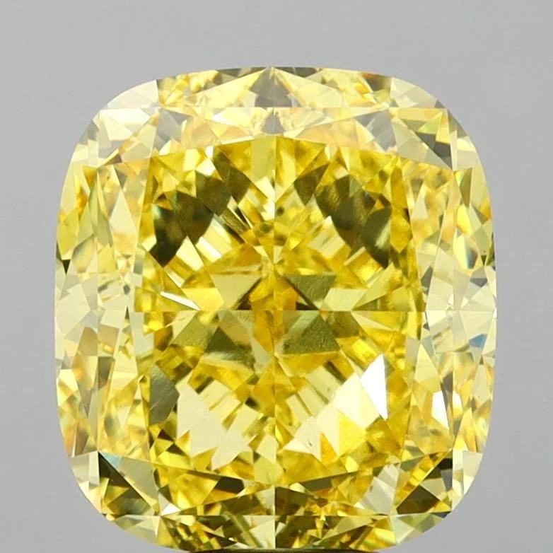 10.04 ct. Fancy Vivid Yellow/VVS2 Cushion Modified Lab Grown Diamond