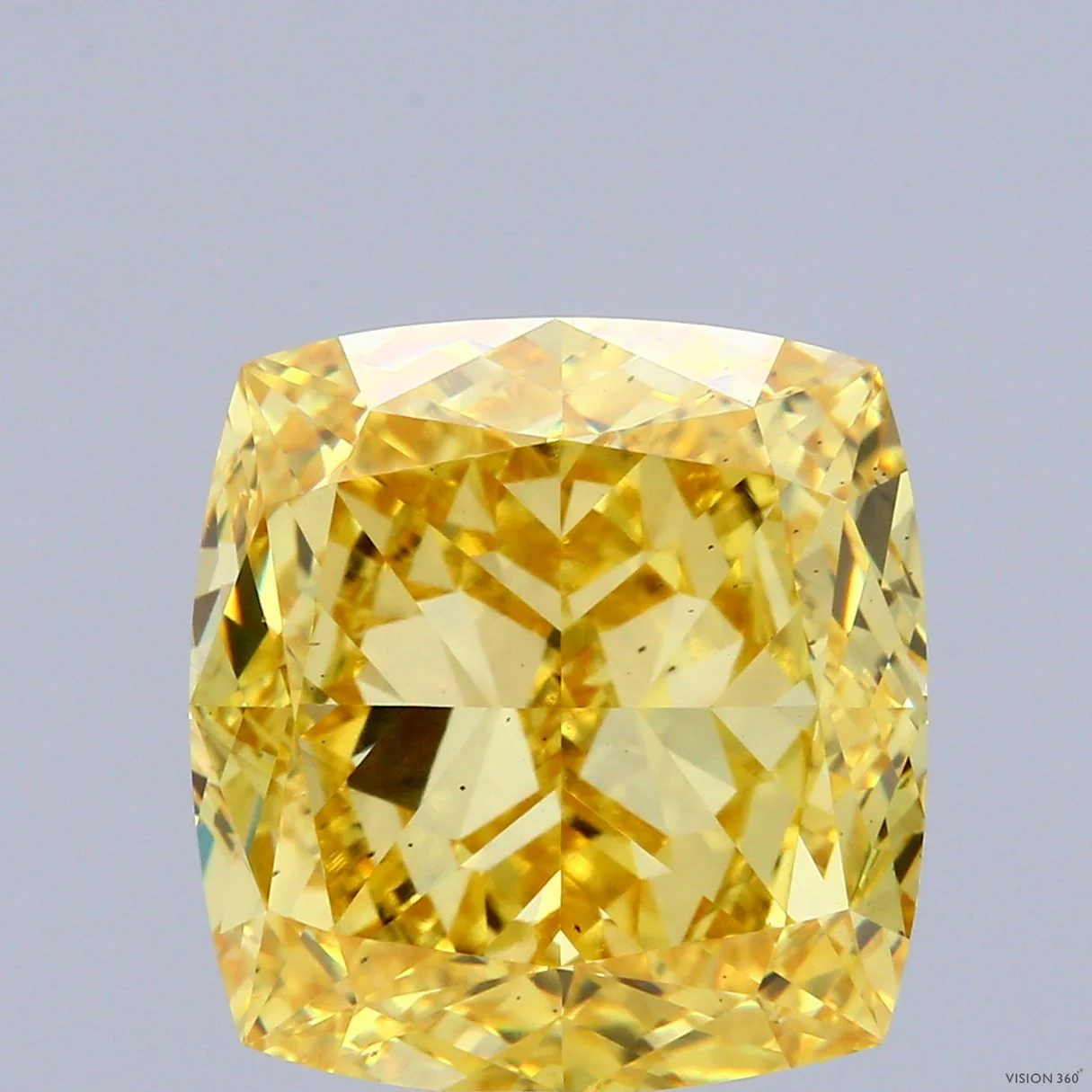 12.06 ct. Fancy Vivid Yellow/VS2 Cushion Modified Lab Grown Diamond