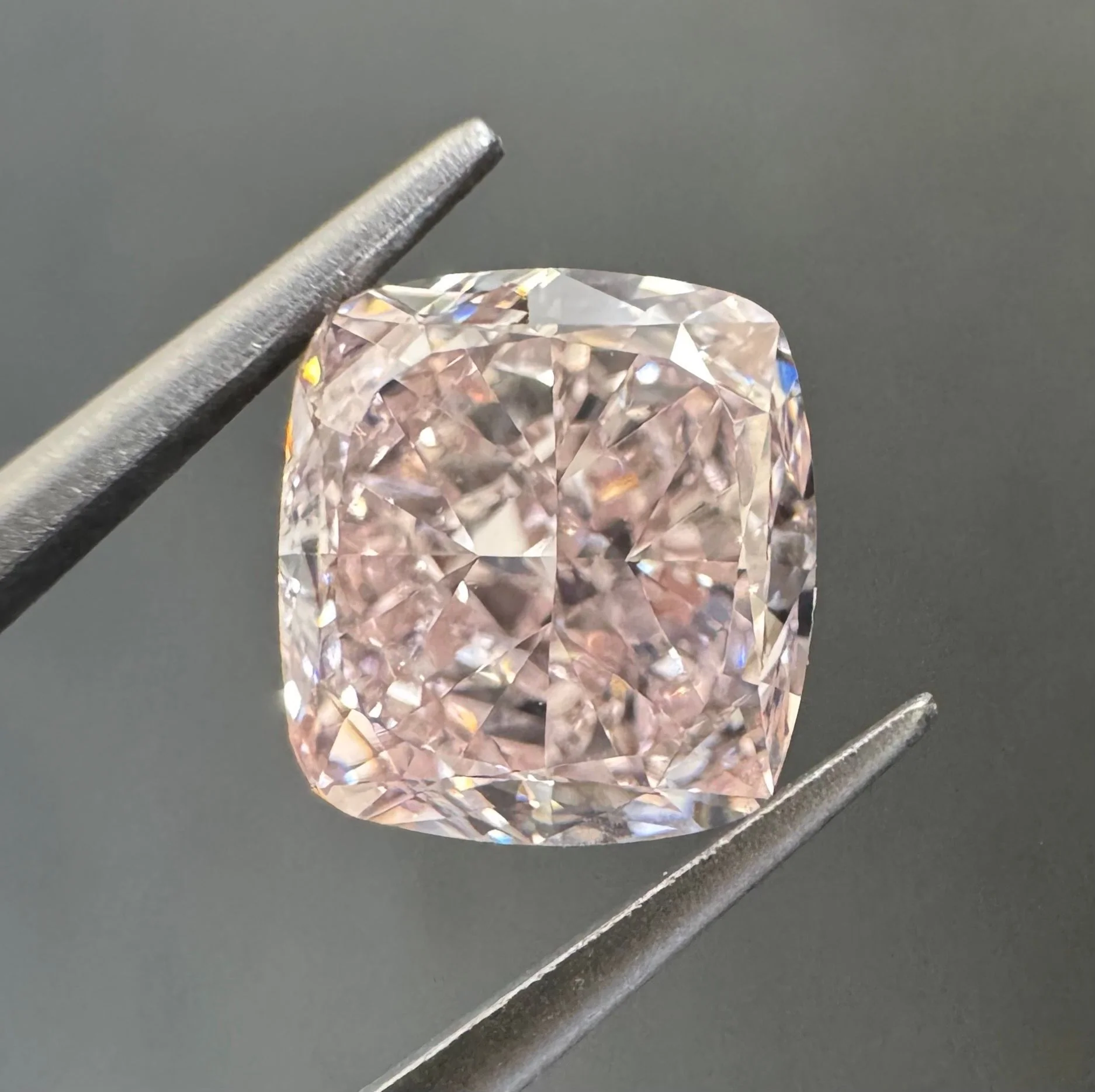 2.16 ct. Fancy Orange Pink/VS2 Cushion Modified Diamond