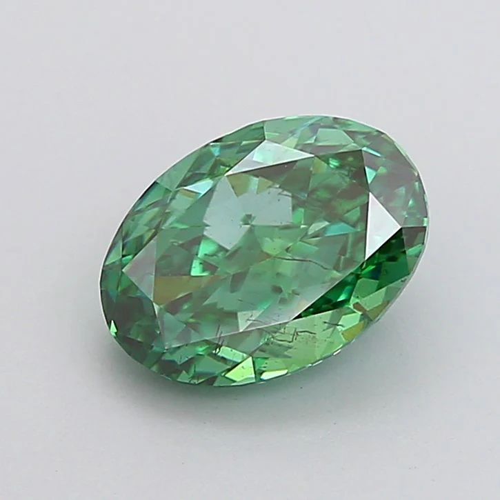 2.50 ct. Fancy Vivid Green/SI1 Oval Lab Grown Diamond