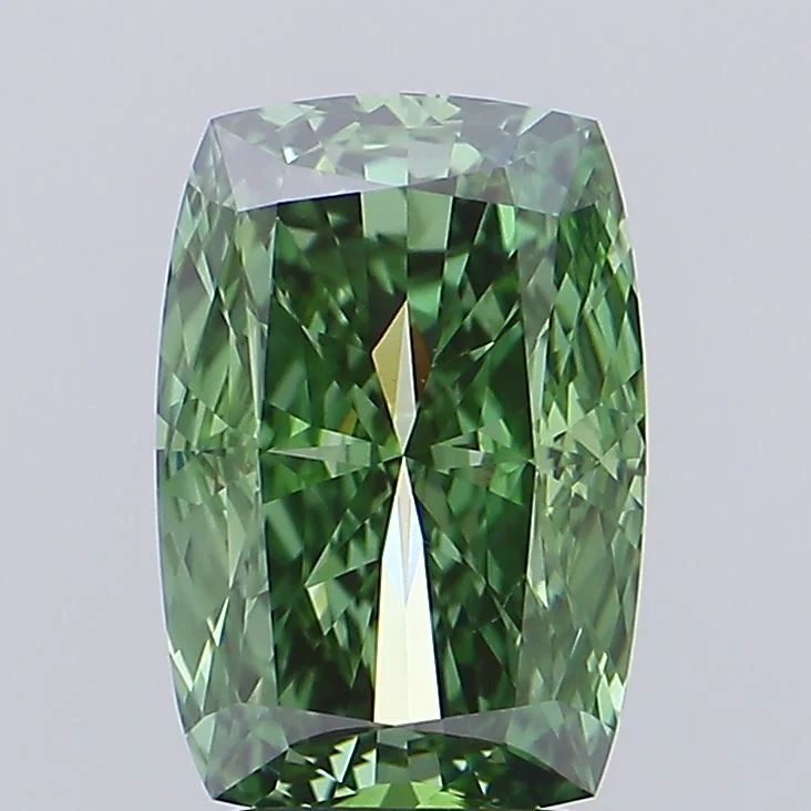 2.51 ct. Fancy Vivid Green/VVS2 Cushion Modified Lab Grown Diamond