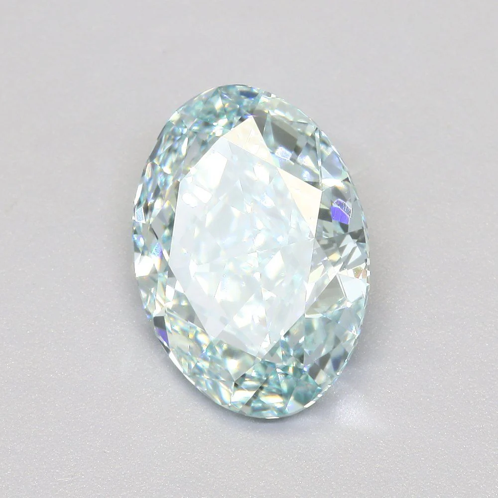2.53 ct. Fancy Intense Blueish Green/VS1 Oval Lab Grown Diamond
