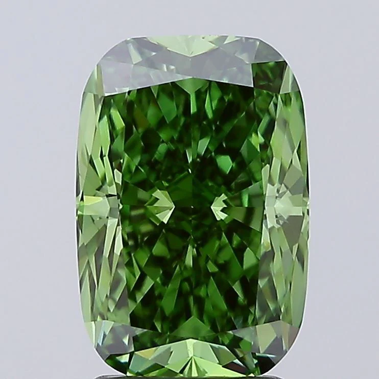 2.59 ct. Fancy Vivid Green/VVS2 Cushion Modified Lab Grown Diamond