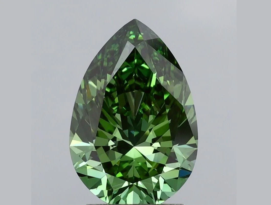 2.74 ct. Fancy Vivid Green/VVS2 Pear Lab Grown Diamond