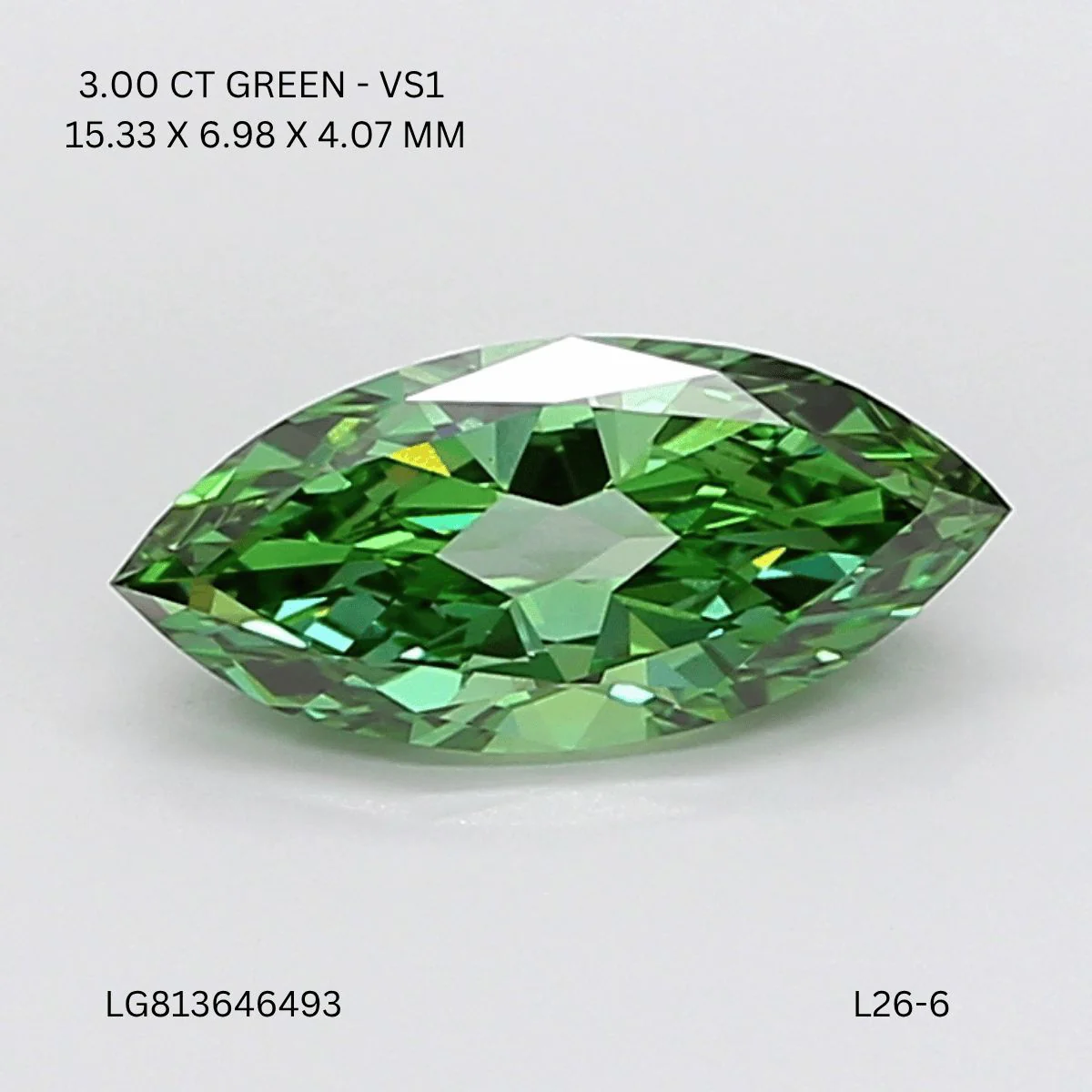 3.00 ct. Fancy Vivid Green/VS1 Marquise Lab Grown Diamond
