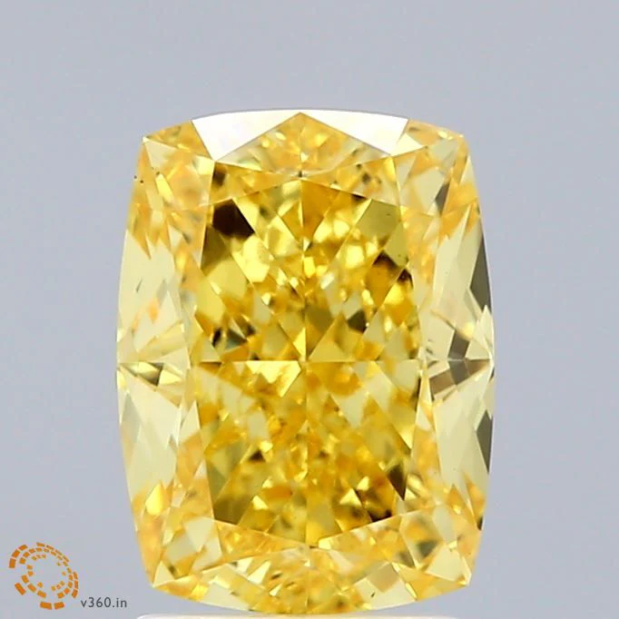 3.00 ct. Fancy Vivid Yellow/VS1 Cushion Modified Lab Grown Diamond