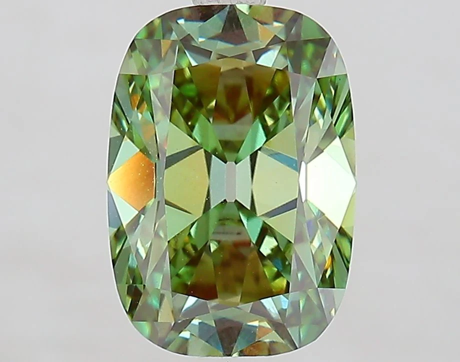 3.01 ct. Fancy Vivid Green/VVS2 Cushion Brilliant Lab Grown Diamond