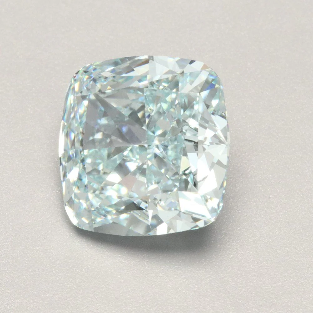 3.04 ct. Fancy Blueish Green/VVS2 Cushion Modified Lab Grown Diamond