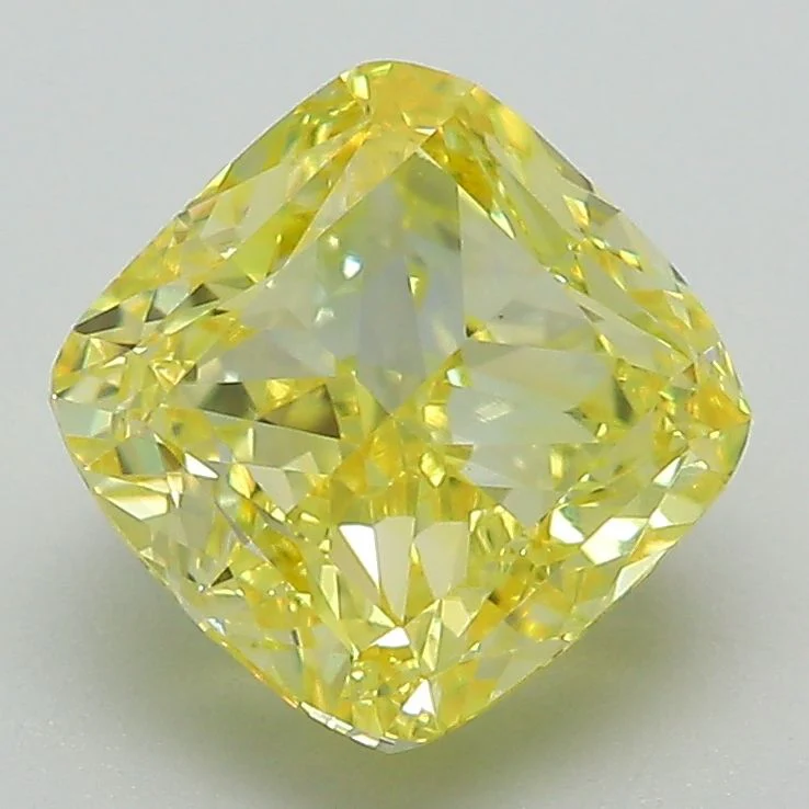 3.04 ct. Fancy Vivid Yellow/VS2 Cushion Modified Lab Grown Diamond