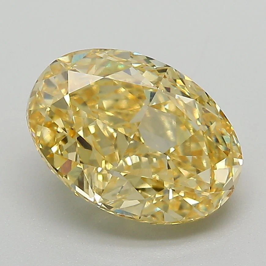 3.04 ct. Fancy Vivid Yellow/VVS2 Oval Lab Grown Diamond