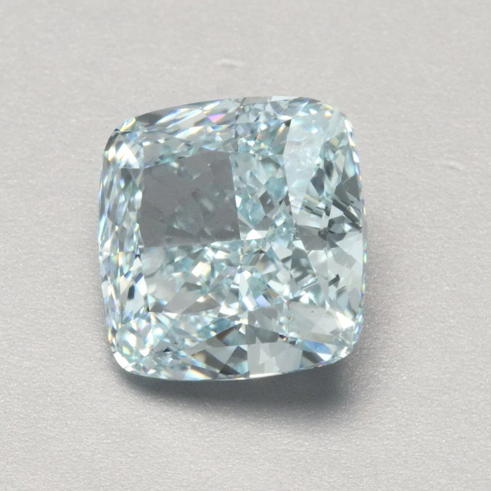 3.05 ct. Fancy Intense Blueish Green/VS1 Cushion Modified Lab Grown Diamond