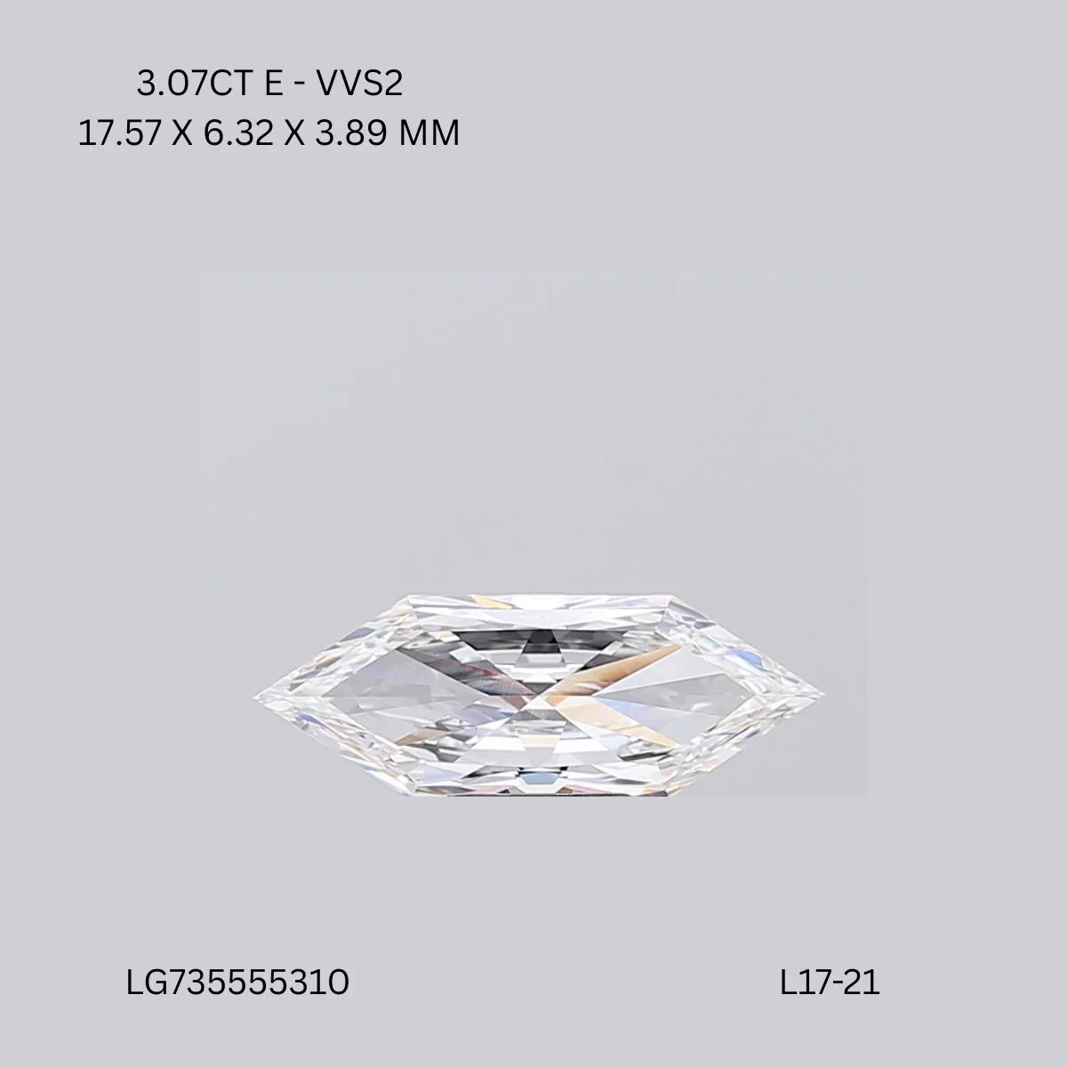 3.07 ct. E/VVS2 Hexagonal Lab Grown Diamond