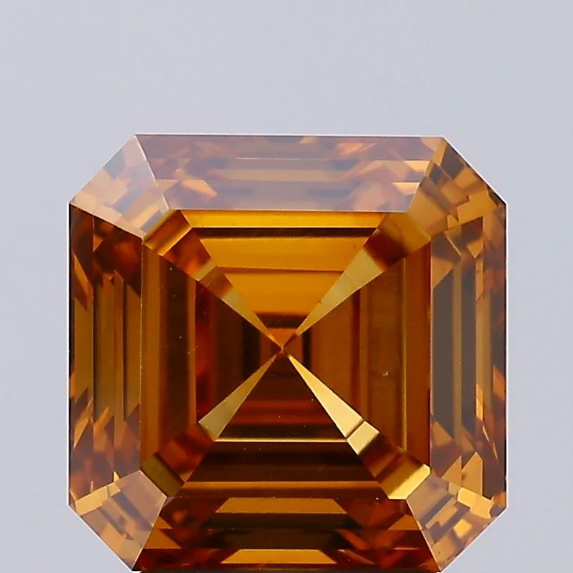3.09 ct. Fancy Vivid Brownish Orange/VVS2 Asscher Lab Grown Diamond