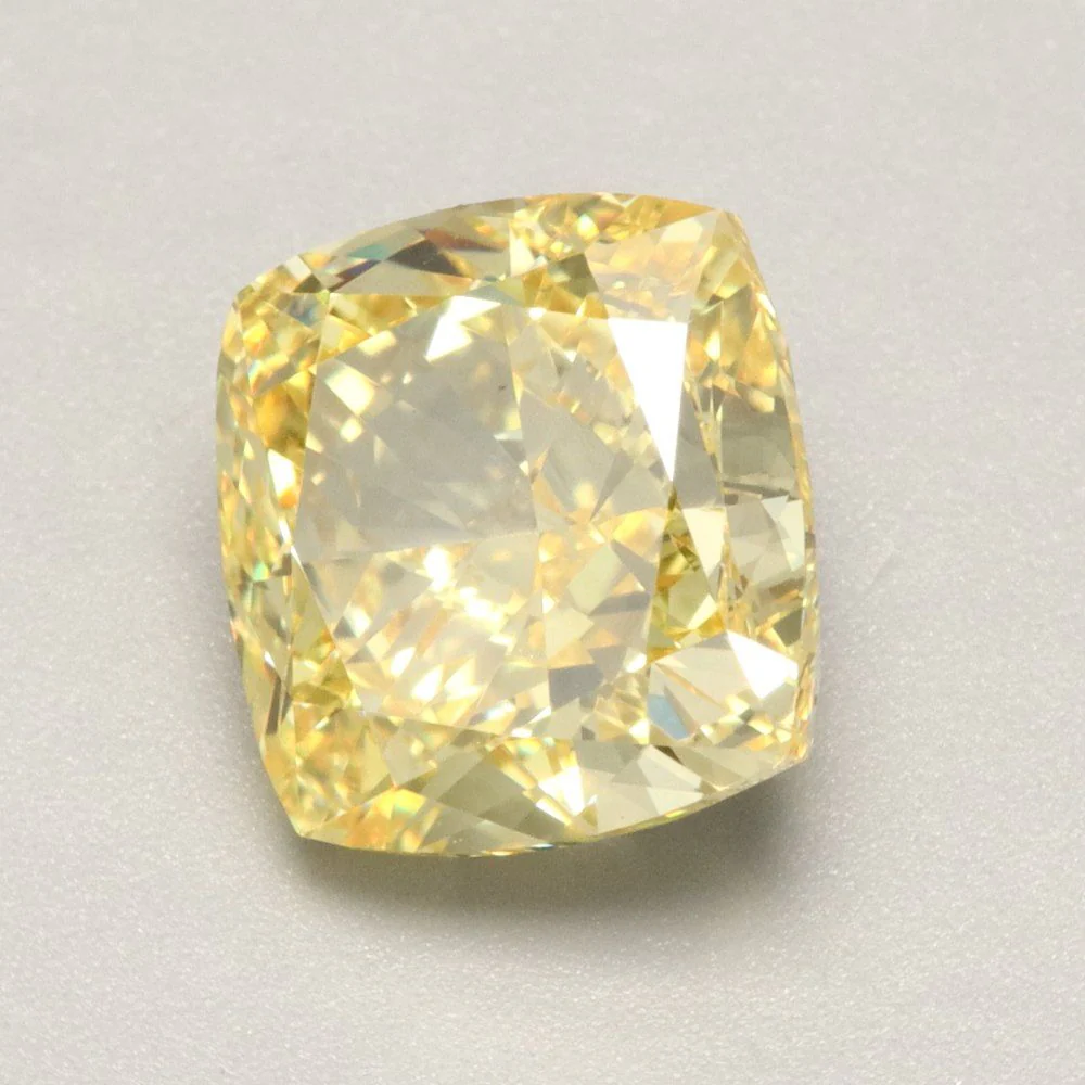 3.09 ct. Fancy Vivid Yellow/VS1 Cushion Modified Lab Grown Diamond