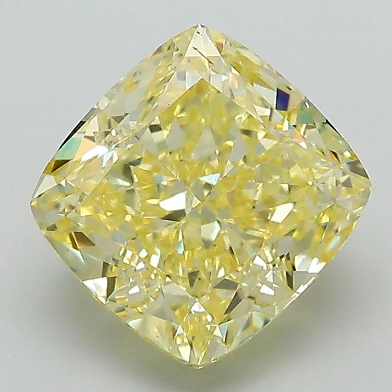 3.15 ct. Fancy Vivid Yellow/VS1 Cushion Brilliant Lab Grown Diamond