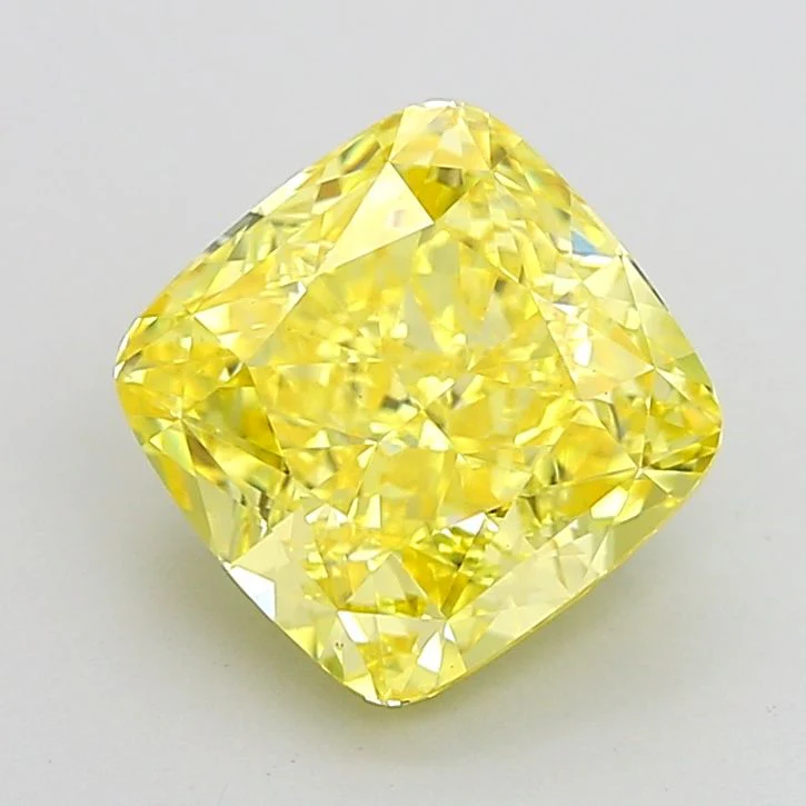 3.19 ct. Fancy Vivid Yellow/VS1 Cushion Modified Lab Grown Diamond