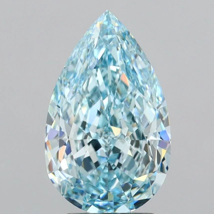 3.31 ct. Fancy Vivid Greenish Blue/VS1 Pear Lab Grown Diamond