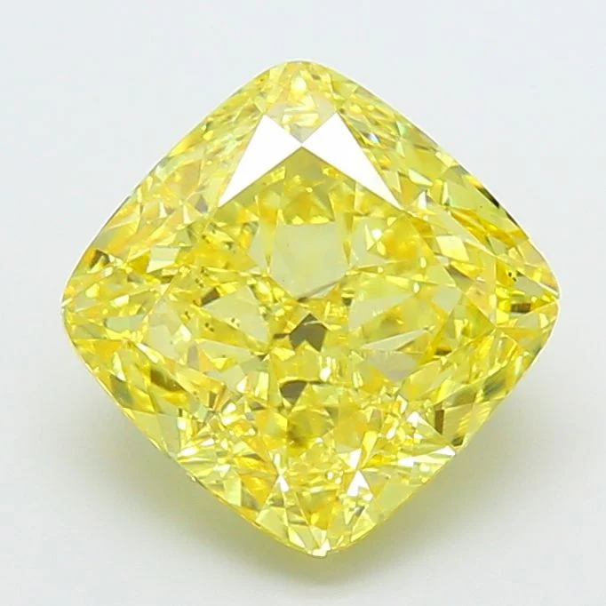 3.58 ct. Fancy Vivid Yellow/VS1 Cushion Modified Lab Grown Diamond