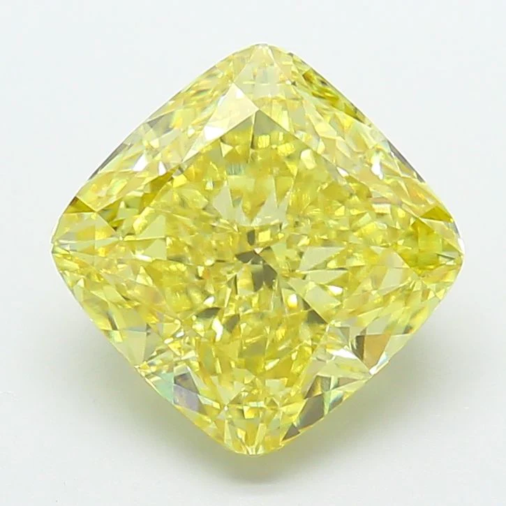 4.01 ct. Fancy Vivid Yellow/VS1 Cushion Modified Lab Grown Diamond