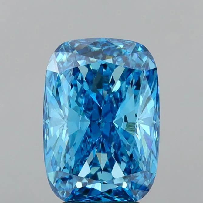4.06 ct. Fancy Vivid Blue/VVS2 Cushion Modified Lab Grown Diamond