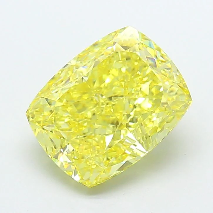 4.07 ct. Fancy Vivid Yellow/VS1 Cushion Modified Lab Grown Diamond