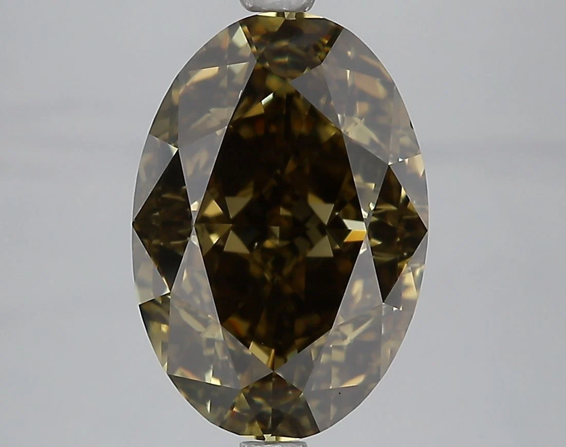 4.09 ct. Fancy Dark Greenish Yellow Brown/VS2 Oval Diamond