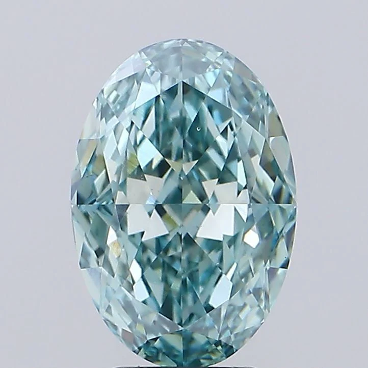 4.52 ct. Fancy Vivid Blue Green/VS1 Oval Lab Grown Diamond