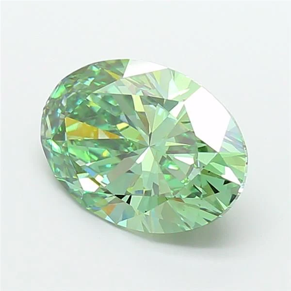 5.04 ct. Fancy Vivid Green/VS2 Oval Lab Grown Diamond