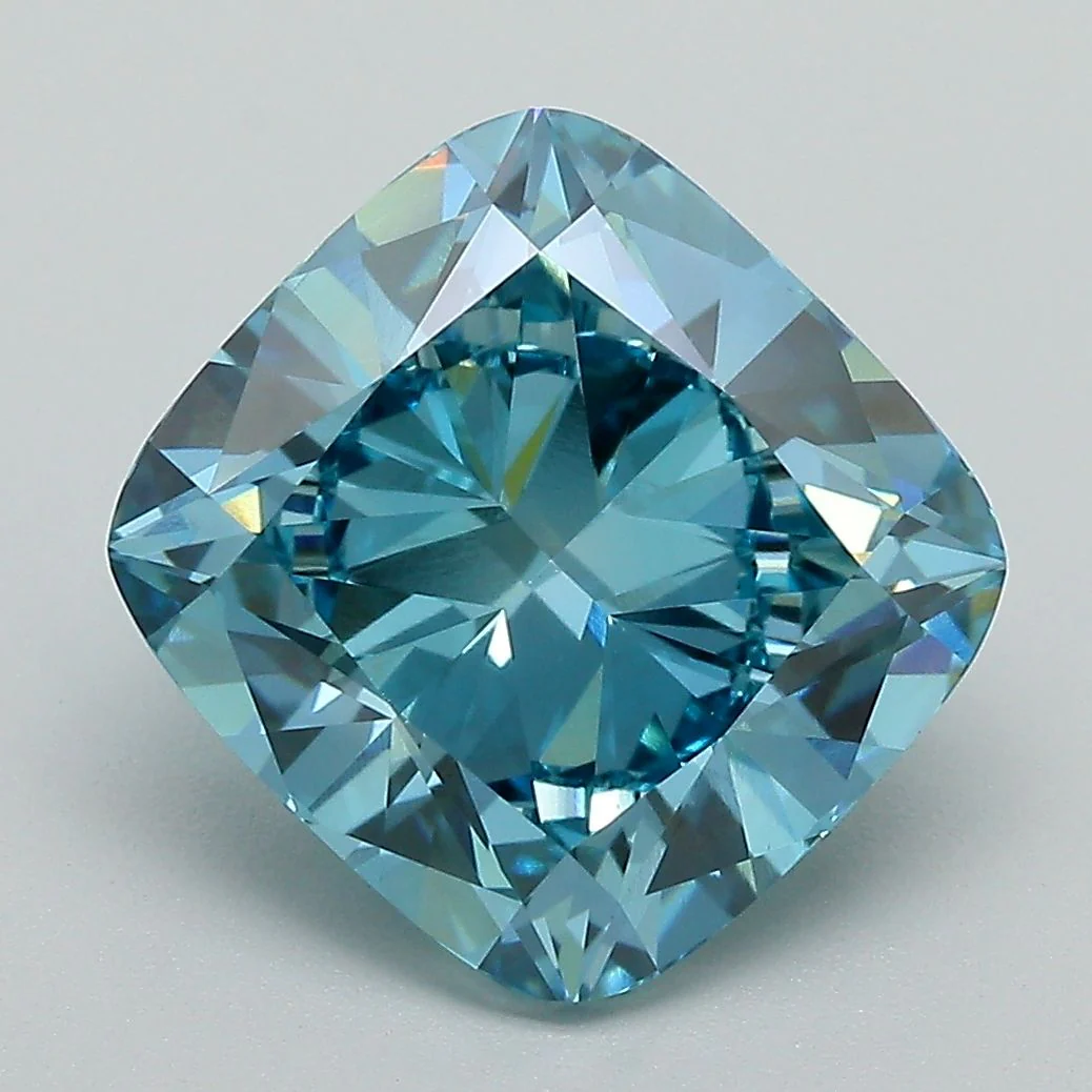5.16 ct. Fancy Vivid Blue/VVS2 Cushion Brilliant Lab Grown Diamond