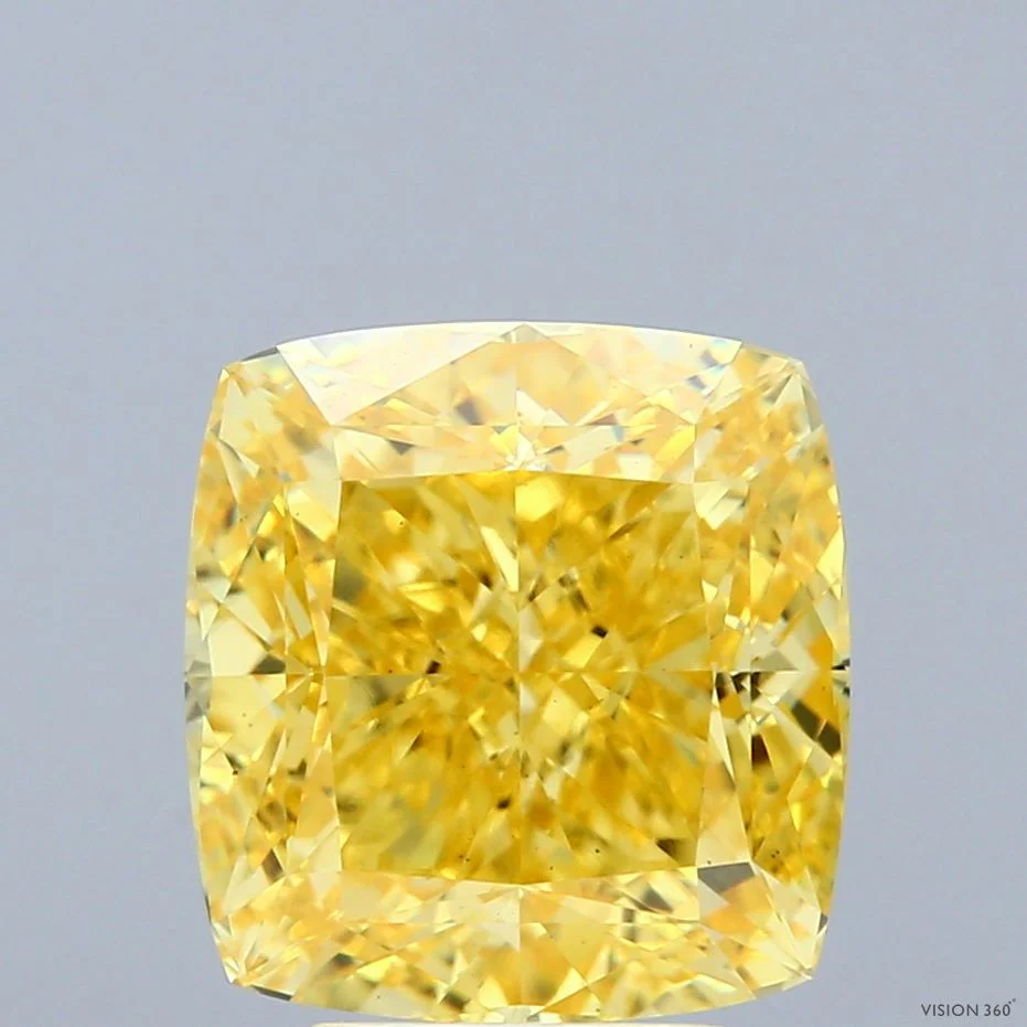5.52 ct. Fancy Vivid Yellow/VS1 Cushion Modified Lab Grown Diamond