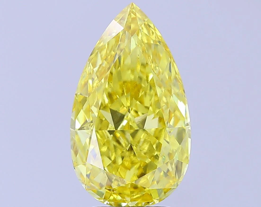 5.54 ct. Fancy Vivid Yellow/VS1 Pear Lab Grown Diamond