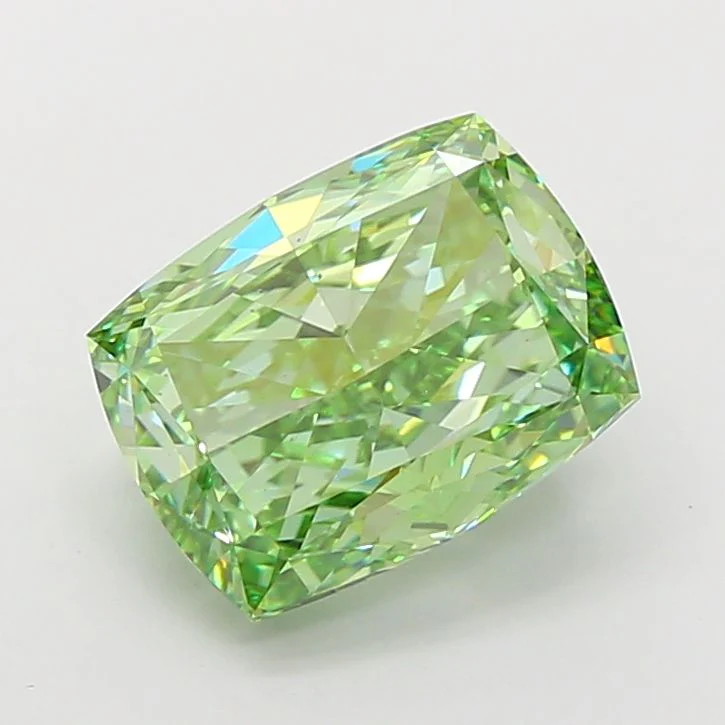 5.77 ct. Fancy Vivid Green/VS1 Cushion Modified Lab Grown Diamond