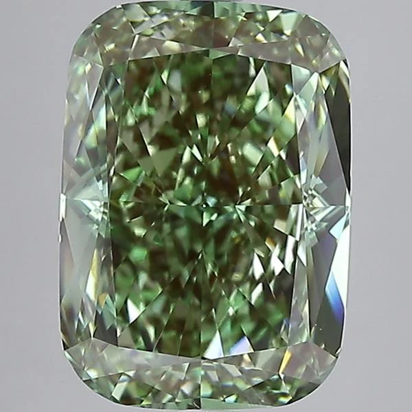 6.01 ct. Fancy Vivid Green/VVS2 Cushion Modified Lab Grown Diamond
