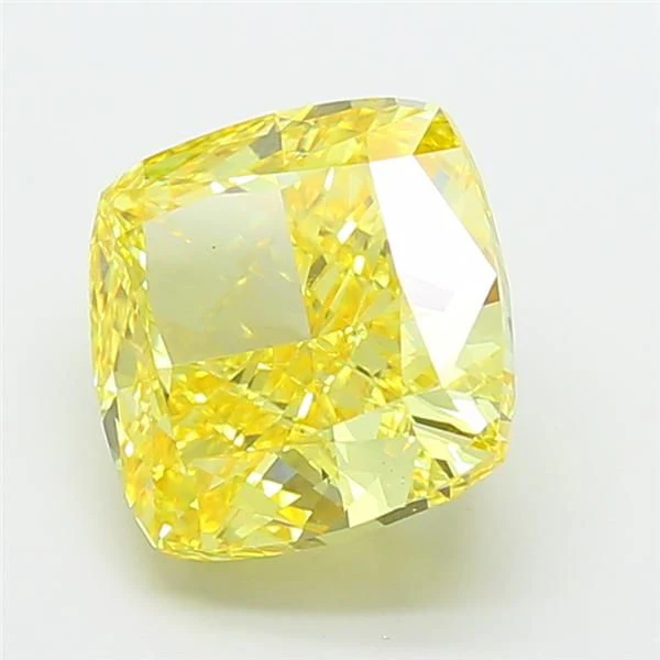 6.04 ct. Fancy Vivid Yellow/VS1 Cushion Modified Lab Grown Diamond