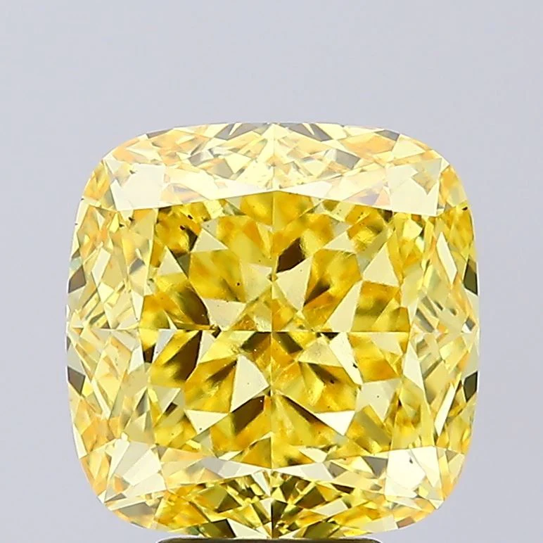 6.13 ct. Fancy Vivid Yellow/VS2 Cushion Brilliant Lab Grown Diamond