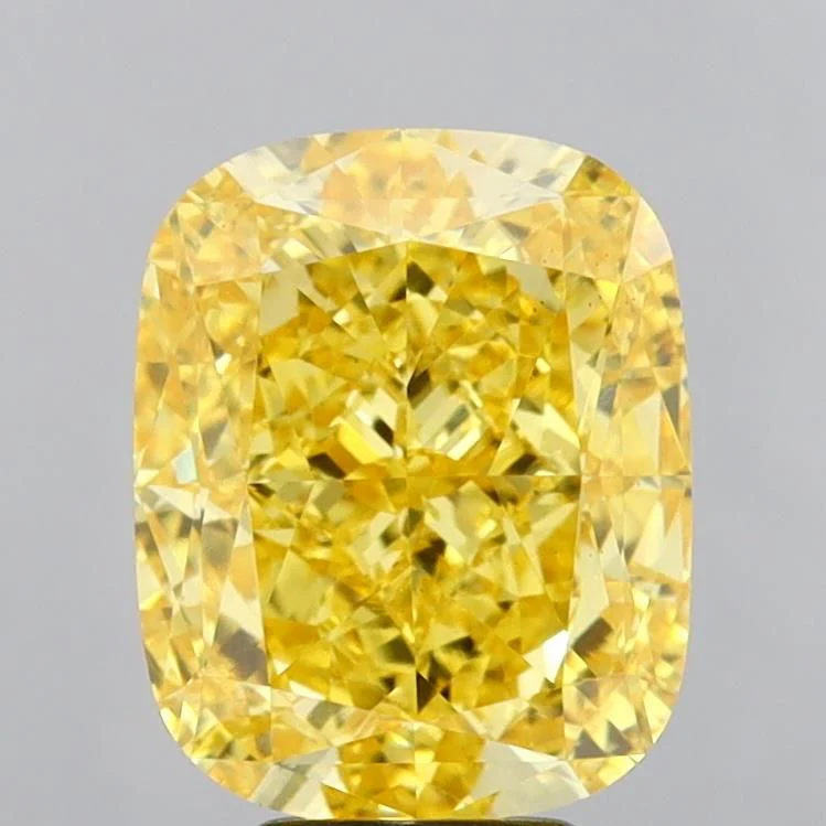 7.00 ct. Fancy Intense Yellow/VS1 Cushion Modified Lab Grown Diamond