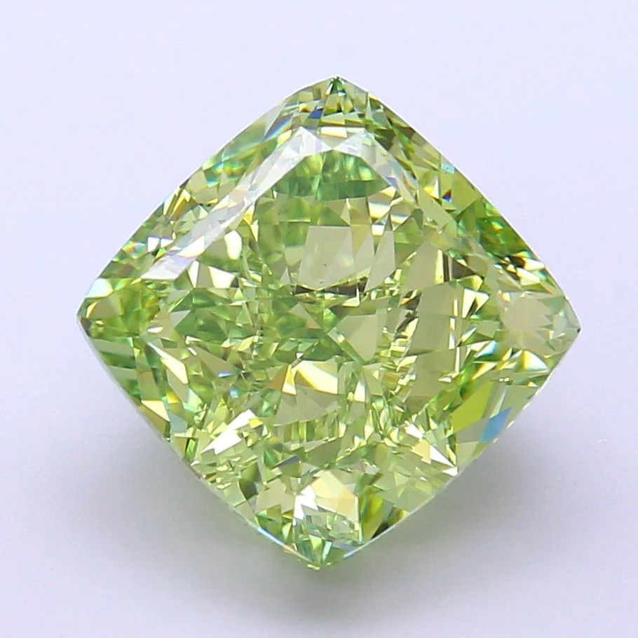 7.05 ct. Fancy Vivid Green/VS1 Cushion Modified Lab Grown Diamond