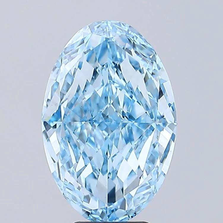 7.36 ct. Fancy Vivid Blue/VS1 Oval Lab Grown Diamond