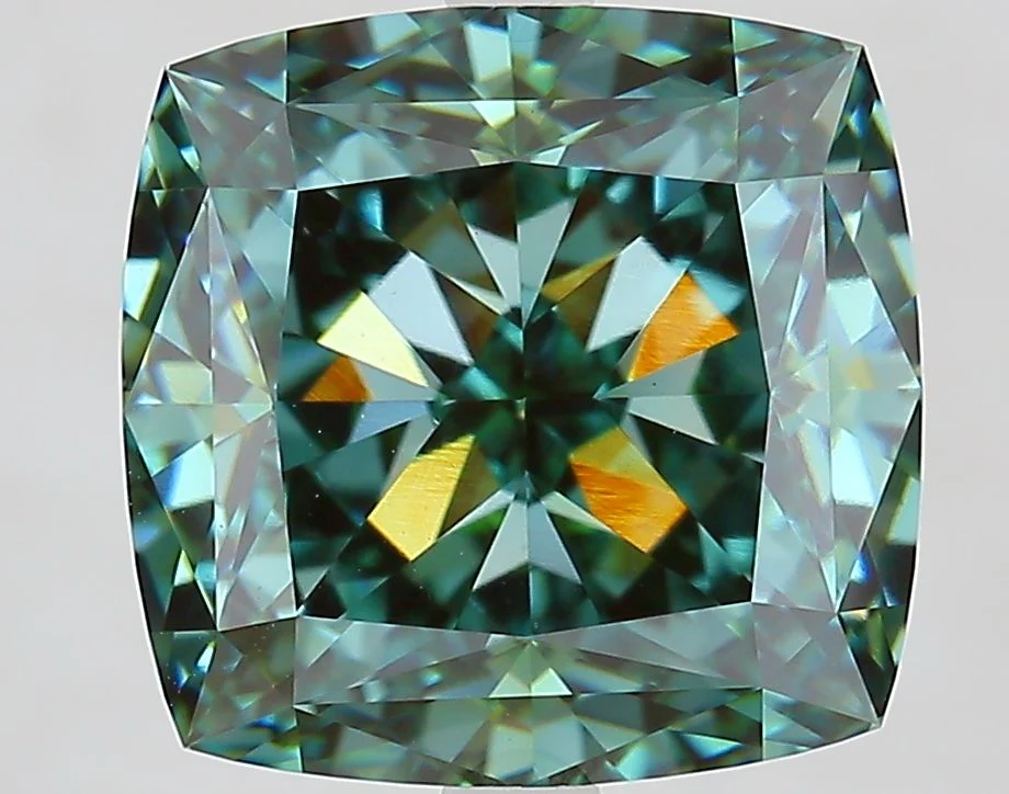 7.57 ct. Fancy Vivid Green/VVS2 Cushion Modified Lab Grown Diamond